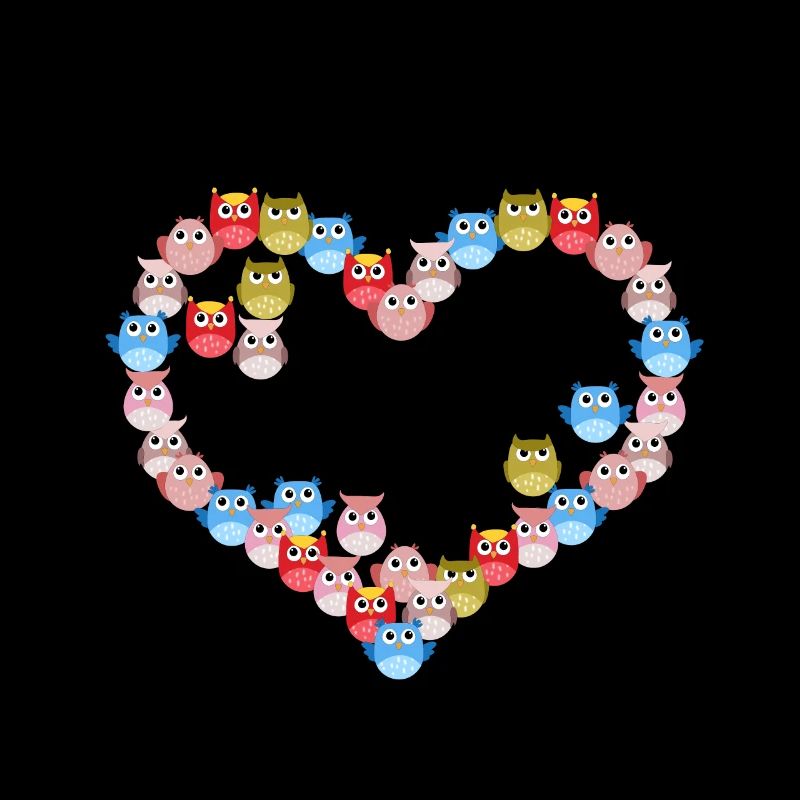 Colorful Heart Owl