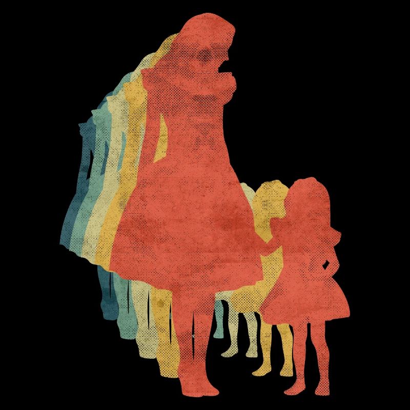 Mutter und Tochter Retro Weinlesefarbe