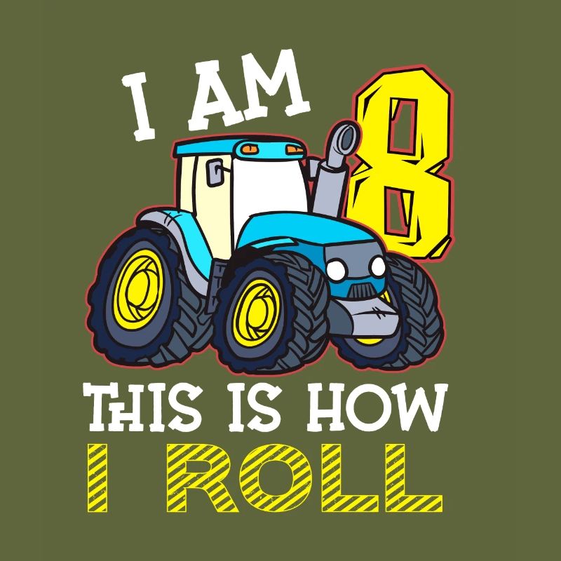 8th Birthday Funny Tractor Gift