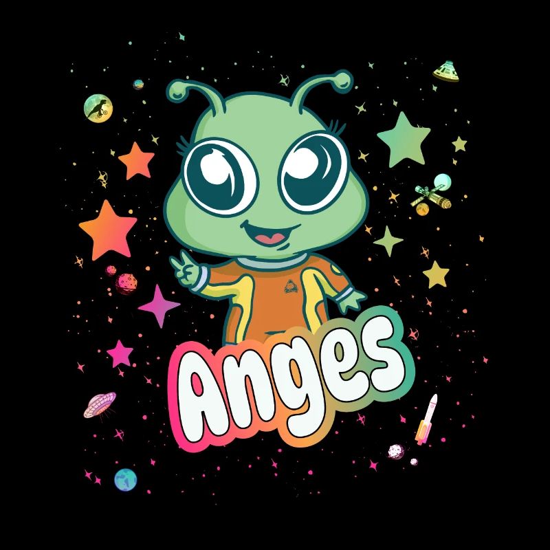 ANGES - Beautiful girl name with cute alien