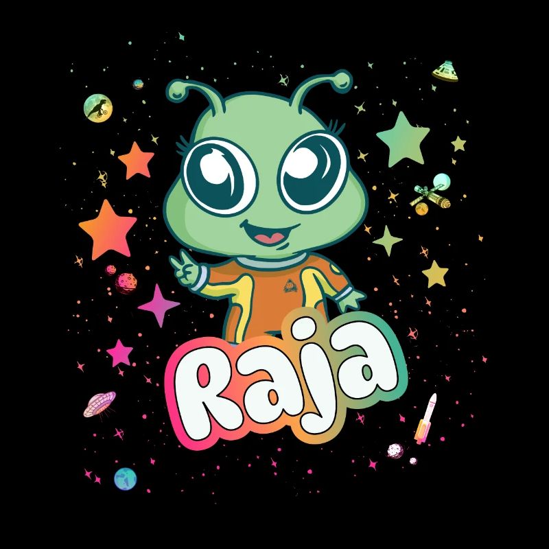 RAJA - Schöner Mädchen Name mit süßem Alien