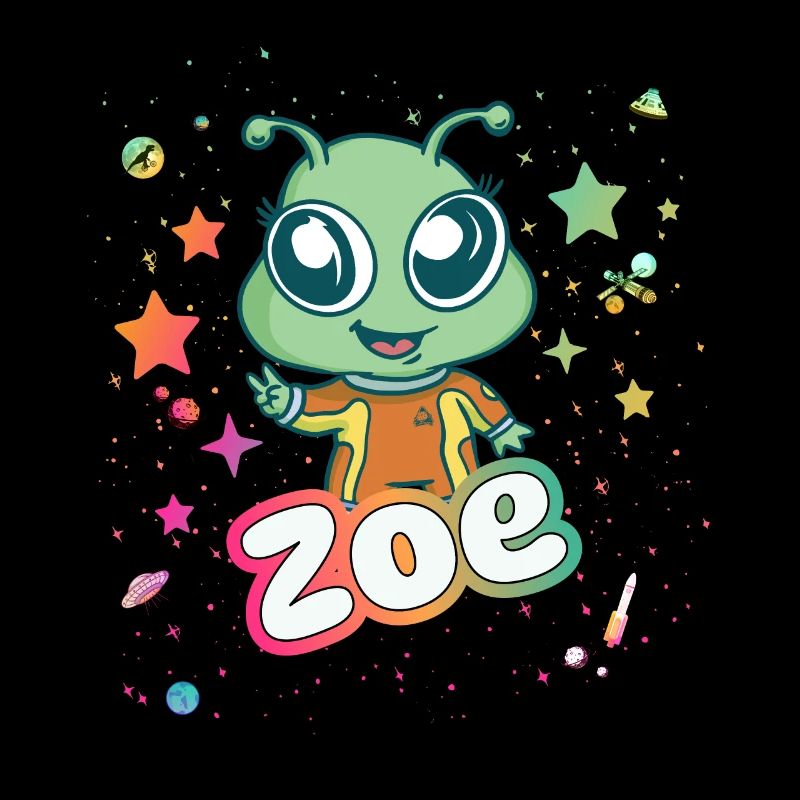 ZOE - Schöner Mädchen Name mit süßem Alien