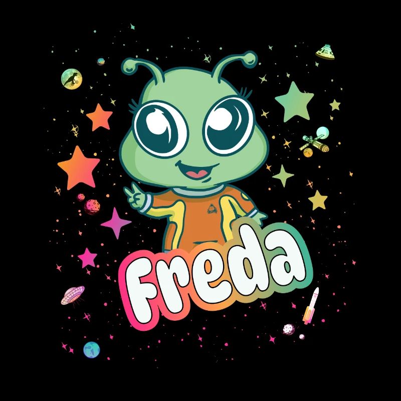 FREDA - Schöner Mädchen Name mit süßem Alien