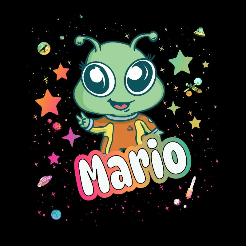 MARIO - Beau nom de garçon avec extraterrestre mignon