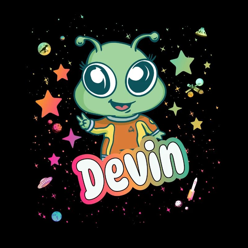 DEVIN - Beau nom de garçon avec extraterrestre mignon