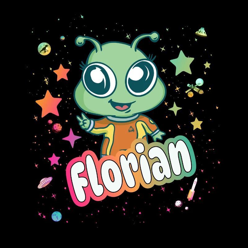 FLORIAN - Beau prénom de garçon avec extraterrestre mignon