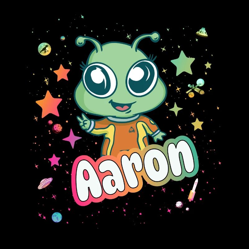 AARON - Schöner Junge Name mit süßem Alien