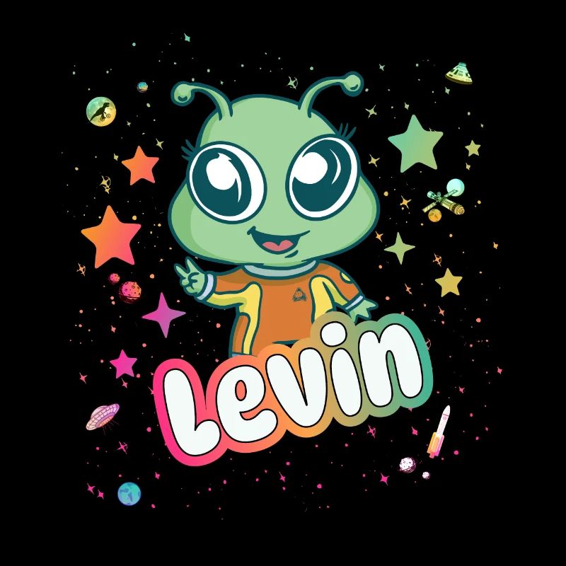 LEVIN - Beautiful boy name with cute alien