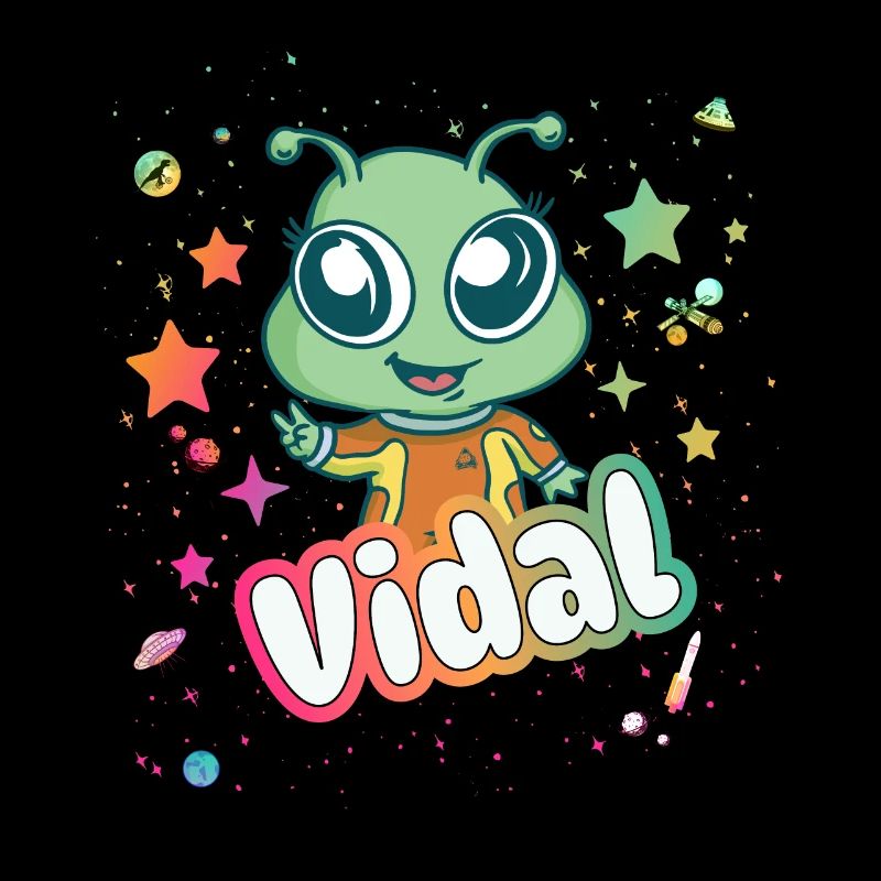 VIDAL - Beau nom de garçon avec extraterrestre mignon