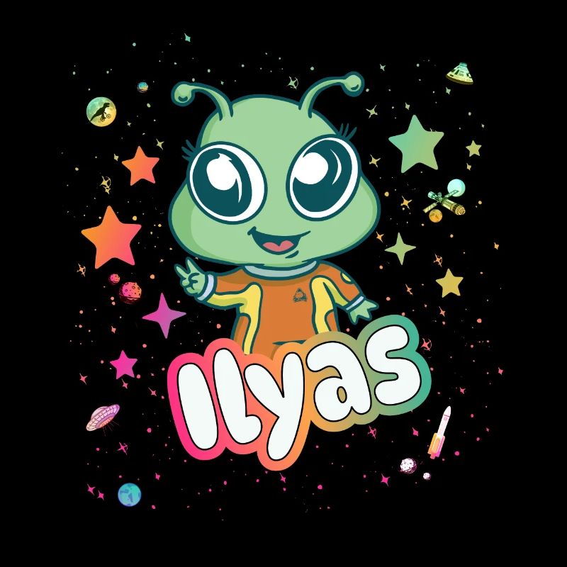 ILYAS - Beautiful boy name with cute alien
