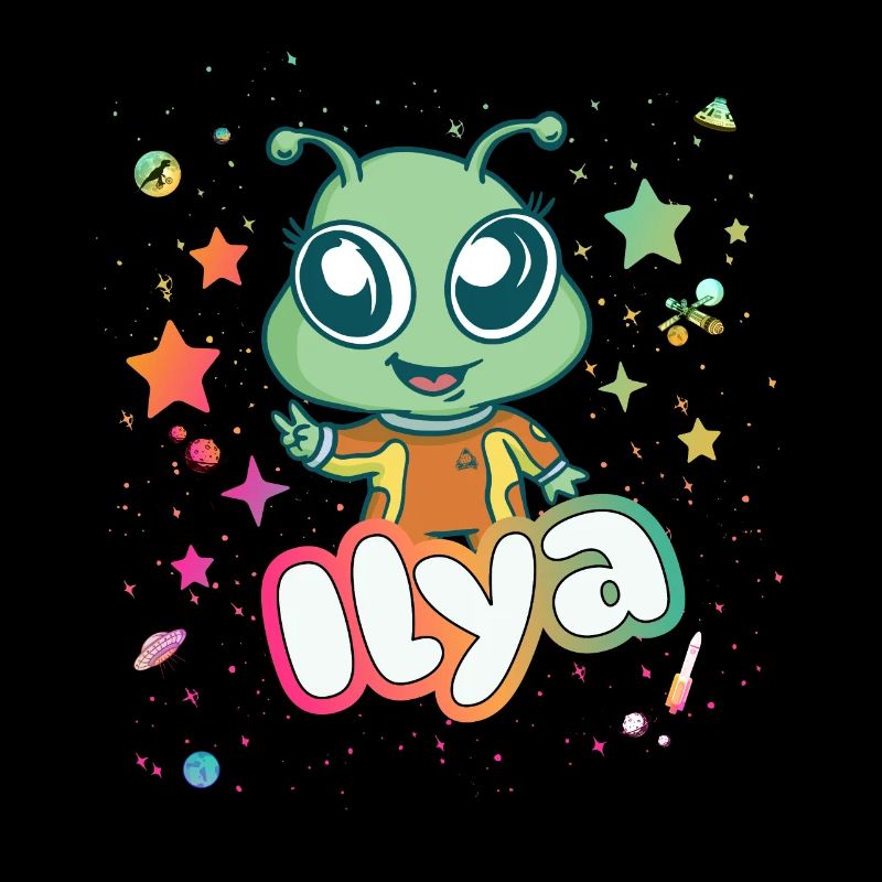 ILYA - Beautiful boy name with cute alien