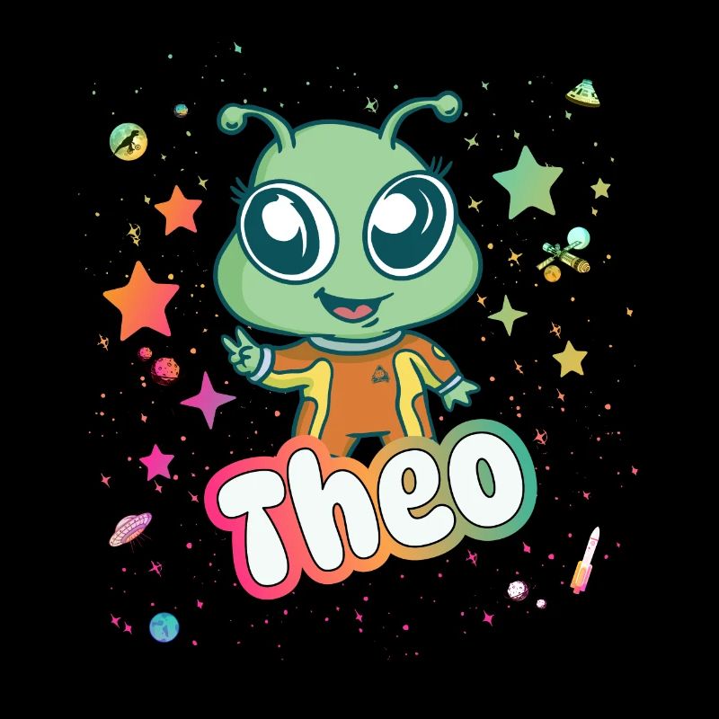 THEO - Schöner Junge Name mit süßem Alien
