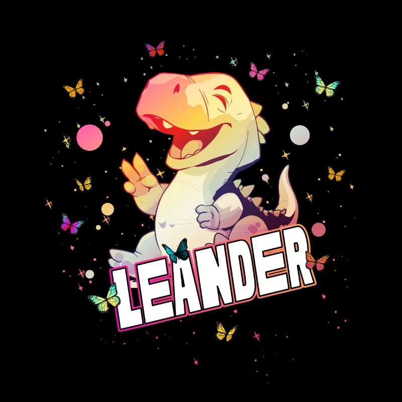 LEANDER - Schöner Junge Name mit süßem DINO T-REX