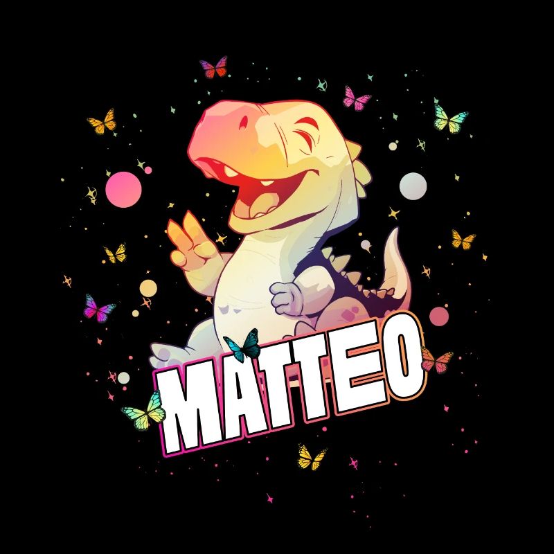 MATTEO - Schöner Junge Name mit süßem DINO T-REX