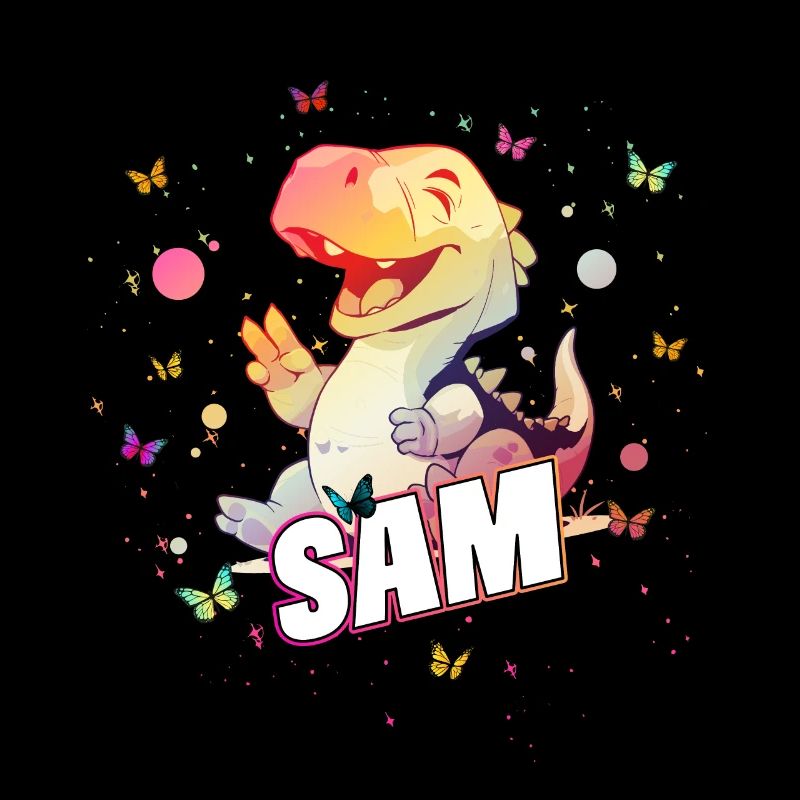 SA M - Beautiful boy name with cute DINO T-REX