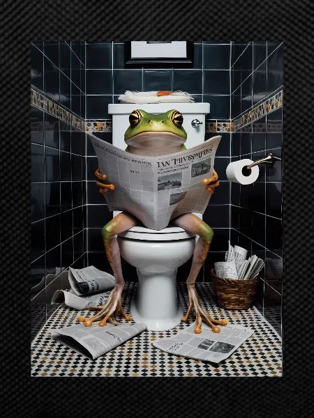 Frosch Toilette Zeitung lesen Geschenk