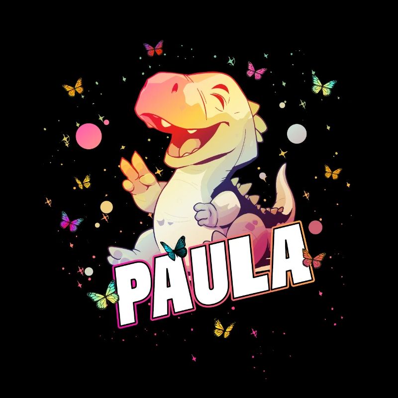 PAULA - Schöner MÄDCHEN Name mit süßem DINO T-REX