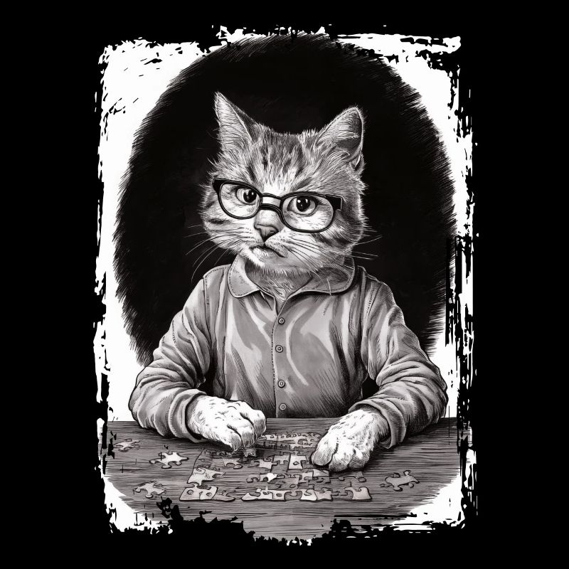 Katze spielt Puzzle Geschenk