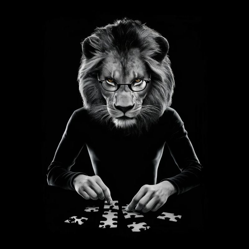 Löwe spielt Puzzle Geschenk