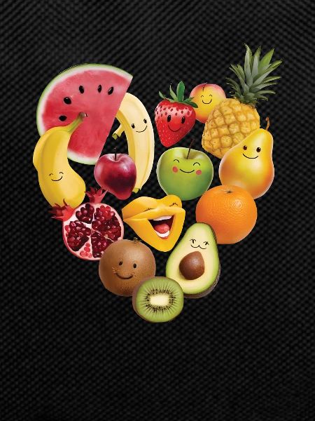 Fruchtcollage Herz Geschenk