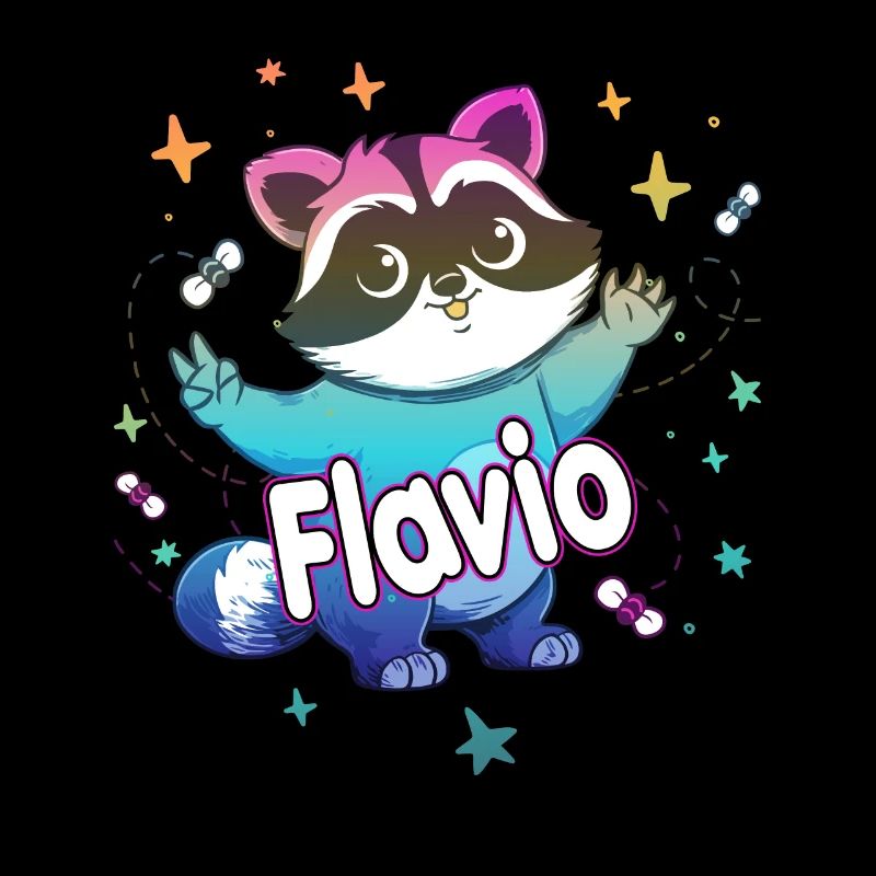 FLAVIO - Beau prénom de garçon avec un raton laveur mignon