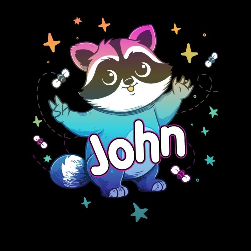 JOHN - Beau nom de garçon avec un raton laveur mignon