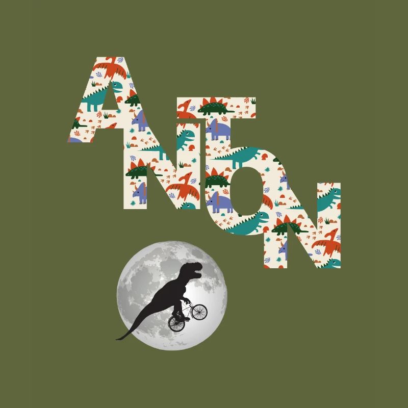 ANTON - Beautiful boy name with dinosaur