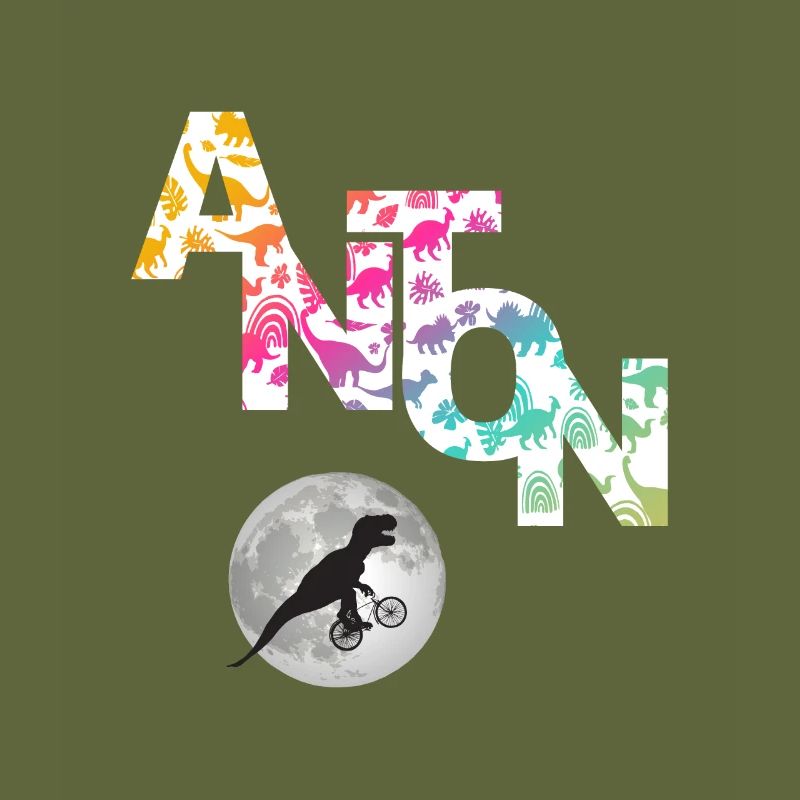 ANTON - Beautiful boy name with dinosaur