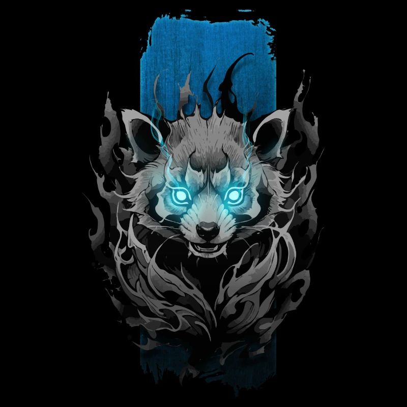 Red Panda Design with Blue Glowing Eyes