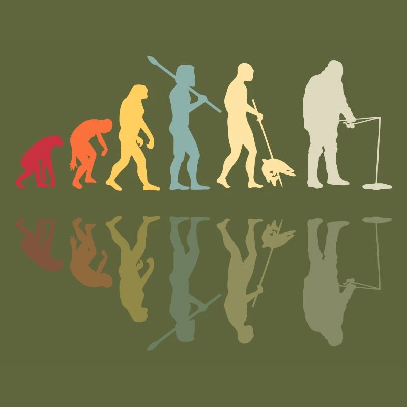 Fischer Menschliche Evolution Vintage Eisfischen