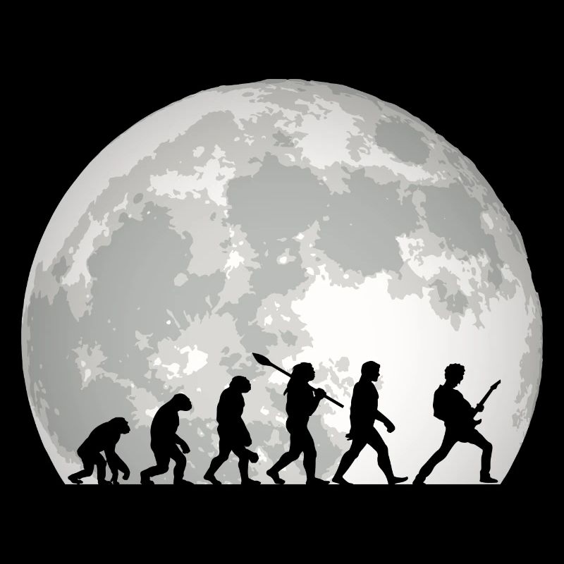 Human Evolution Guitar Band Moon Vintage Guitariste