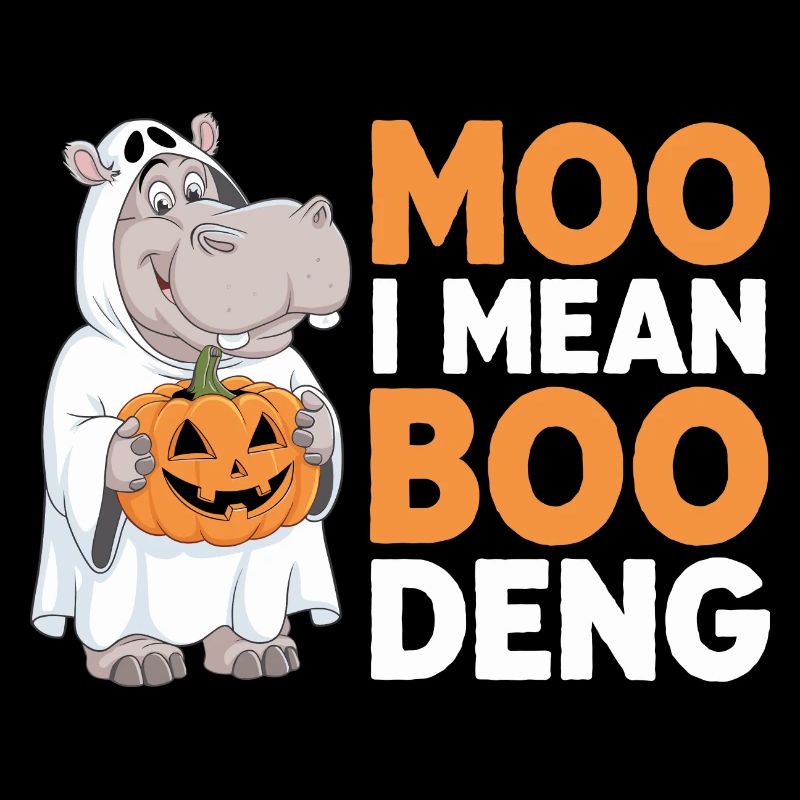 Funny Hippo Halloween Ghost Costume Boo Deng Pun