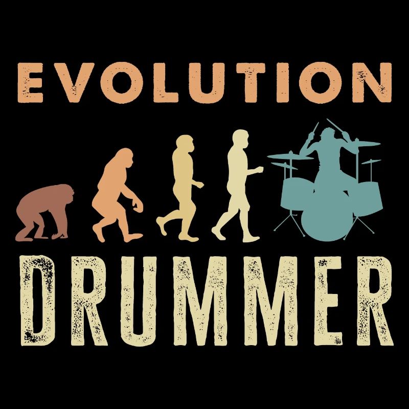 Evolution of man Drums Band Retro Vintage Drummer