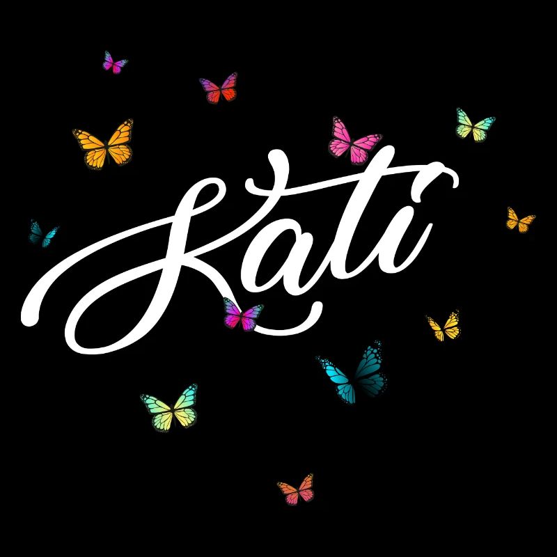 KATI - Mädchen Name mit bunten Schmetterlingen