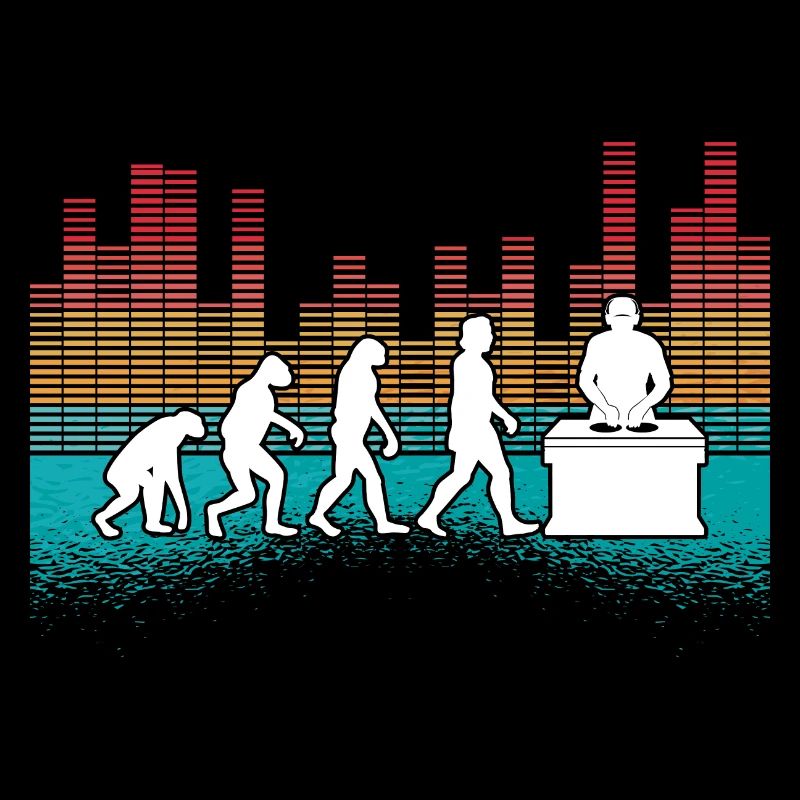 Evolution de l’homme DJ Techno Vinyle Rétro Vintage