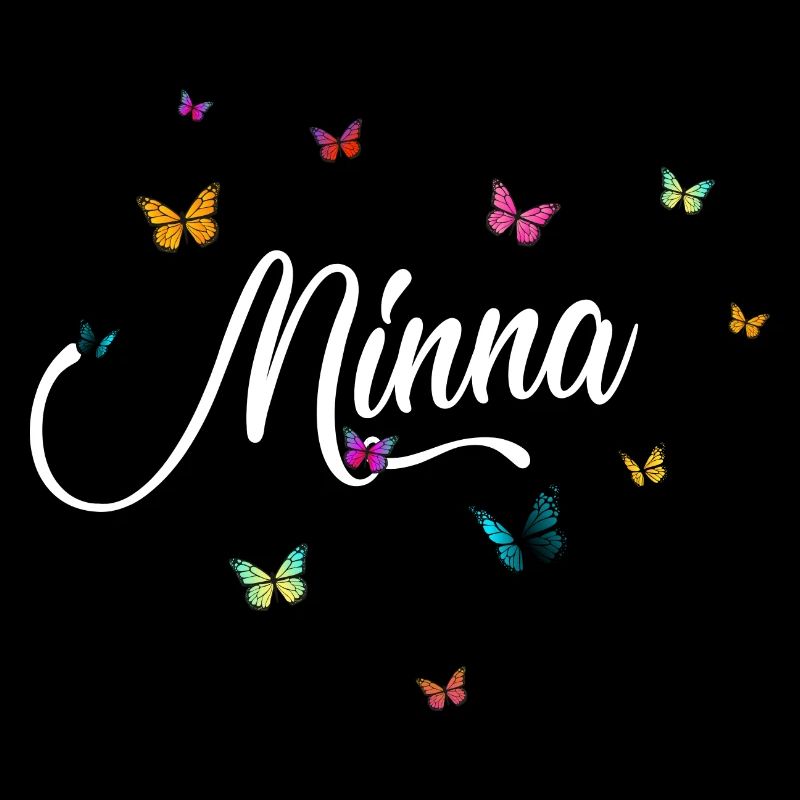 MINNA - Mädchen Name mit bunten Schmetterlingen