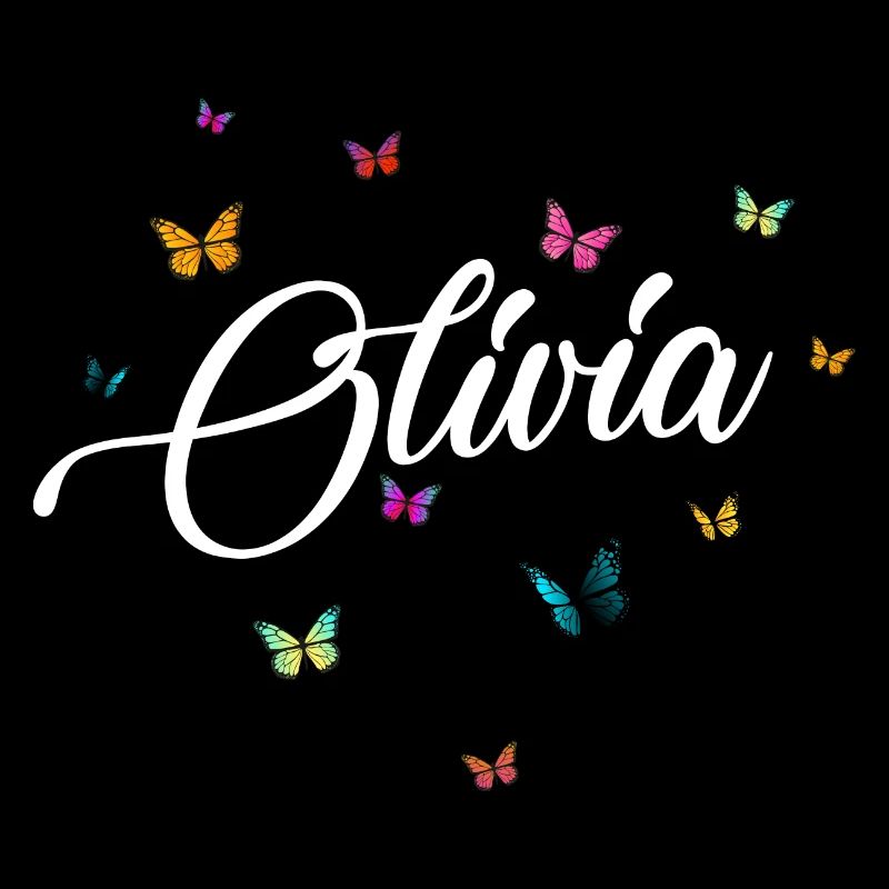 OLIVIA - Mädchen Name mit bunten Schmetterlingen