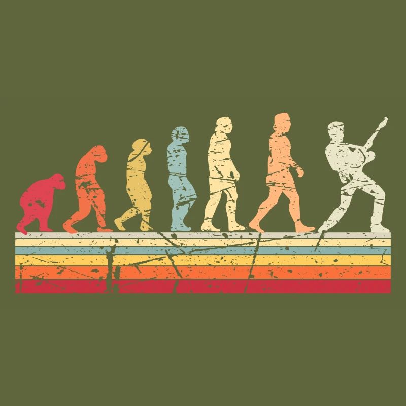 Human Evolution Guitar Band Retro Vintage