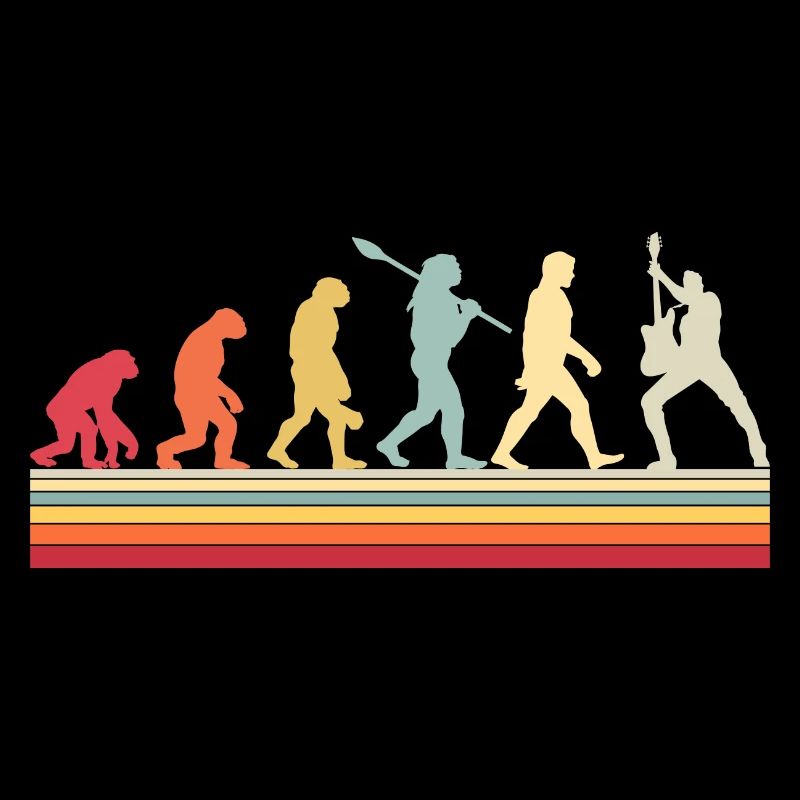 Human Evolution Guitar Band Retro Vintage
