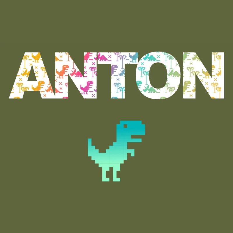 ANTON - Beautiful boy name with dinosaur