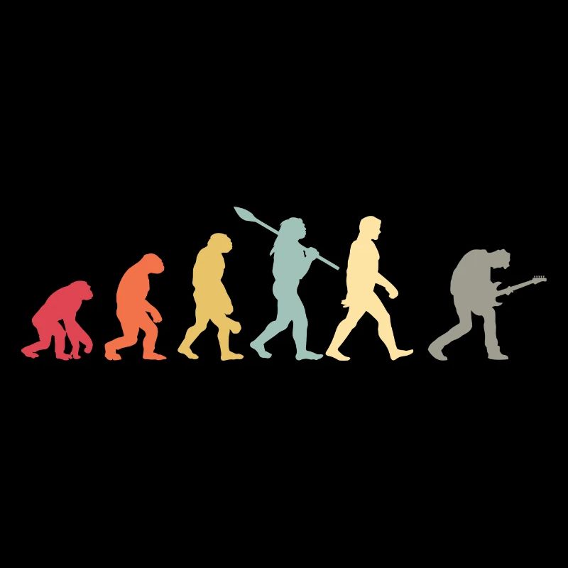 Human Evolution Guitar Band Retro Vintage