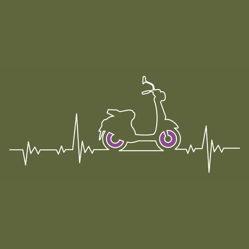 Roller E-Roller Motorroller Herzschlag Pulslinie