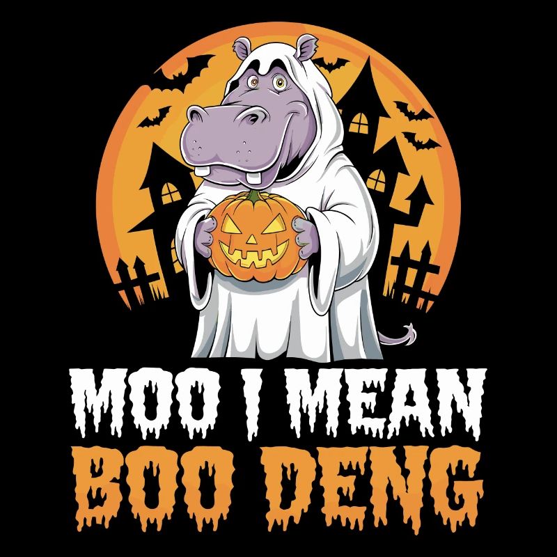 Funny Hippo Halloween Ghost Costume Boo Deng Pun