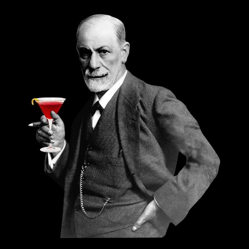Sigmund Freud mit Cocktail