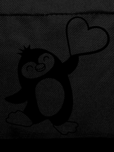 Heart-pointing friendly penguin