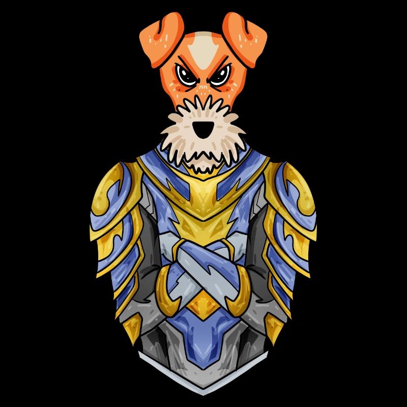 Ritter Hund Hunderasse Foxterrier mit Rüstung