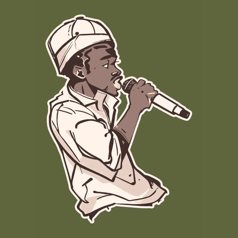 Rapper hält ein Mikrofon mit Schlaganfall