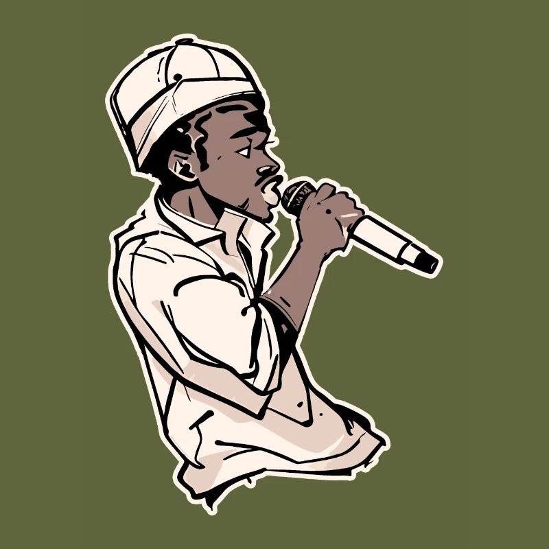 Rapper hält ein Mikrofon mit Schlaganfall (Schwarz)