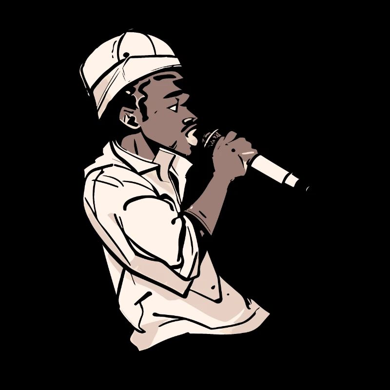 Rapper Holding a Microphone (Black)