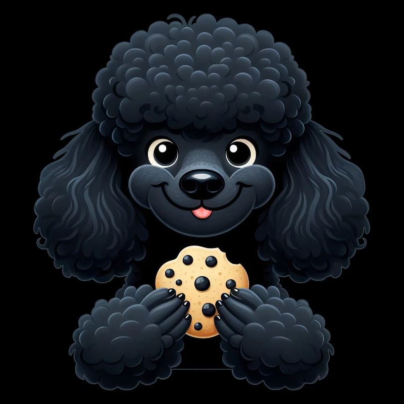 Black Poodle with Biscuit Cute Design